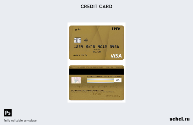 скачать в цифровом формате шаблон карты Visa Gold банка LHV в Соединенном Короле
